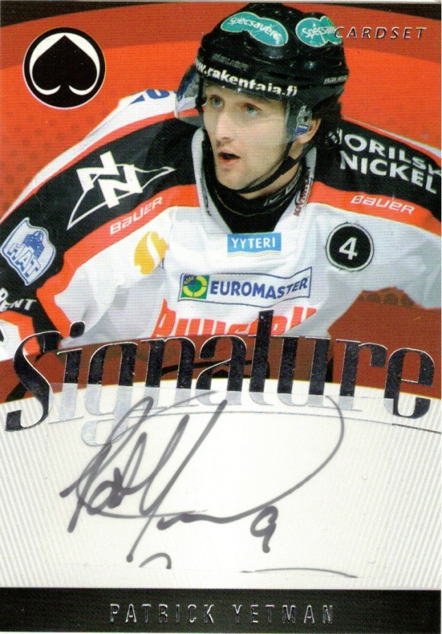 2011-12 Cardset PATRICK YETMAN Ässät Signature nimmari