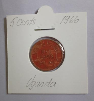 Uganda 5 Cents v.1966 KM#1