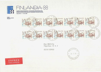 1983 1mk tuulimylly rullam., 2 kpl 7 merkin rivilöä pikakirj