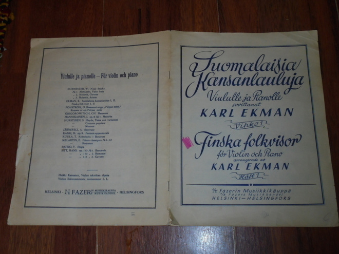 Suomalaisia Kansanlauluja nuottivihko , Karl Ekman