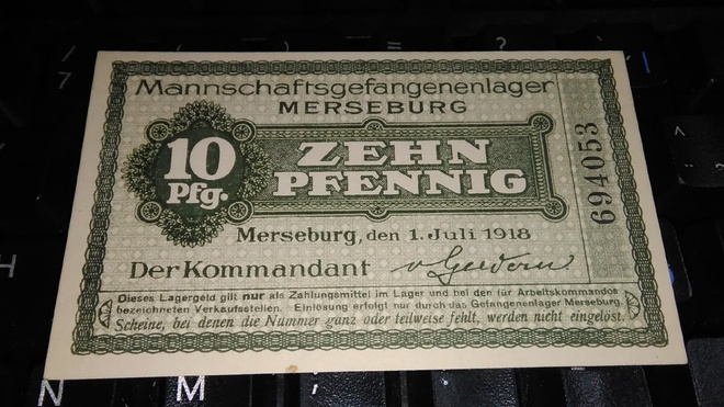 Germany Saksa 10 Pfg Leiri Merseburg 1918 UNC