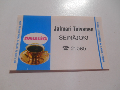 TT Etiketti Paulig Jalmari Toivanen Seinäjoki