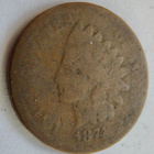 USA 1 cent 1874 - pikkukuva 2