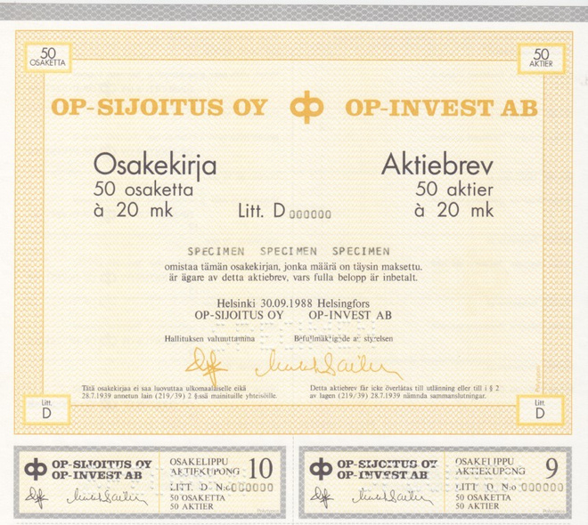 OKK 1988 OP-Sijoitus Oy spec, Helsinki (Arctos/Conventum)