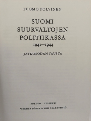 Suomi suurvaltojen politiikassa 1941-1944 - Polvinen (sid.)