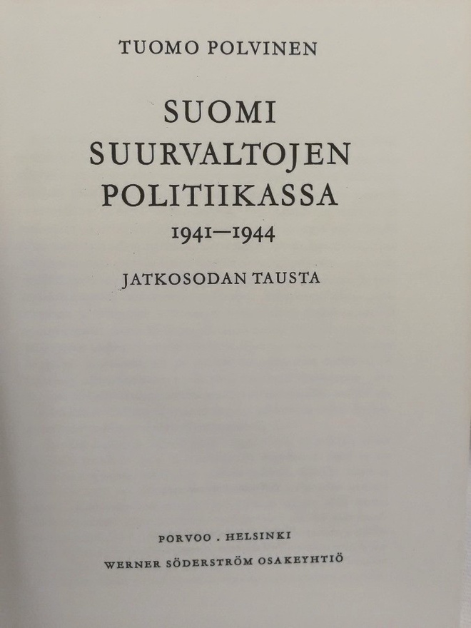 Suomi suurvaltojen politiikassa 1941-1944 - Polvinen (sid.)