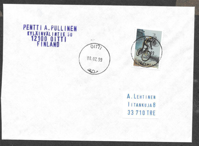 Postilähetys -  Pyöräily (LAPE 1445) Oitti 8.2.1999
