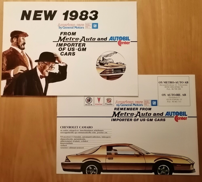 1983 Chevrolet, Buick jne esite - suomalainen