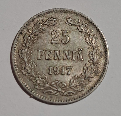 25 penniä 1917 kruunuton!