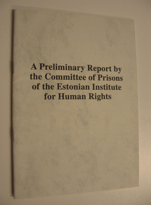 A Preliminary Report by the Committee of Prisons of the E...
