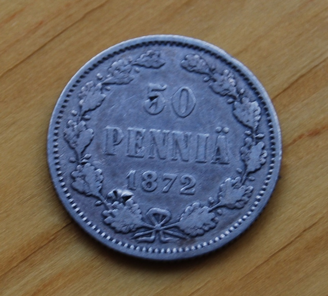 50 penniä 1872 Aleksanteri II, Hopea
