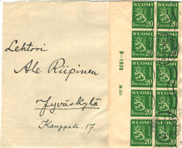 20P NUMEROKUUSILO HELSINKI-JYVÄSKYLÄ