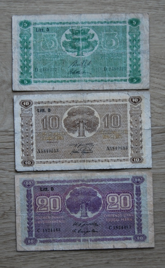 Suomen Panki  5,10, 20 Markkaa 1939 Talvisota