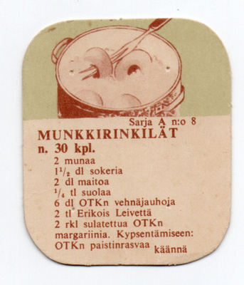 Kahvilappu OTK. Sarja A n:o 8 MUNKKIRINKILÄT