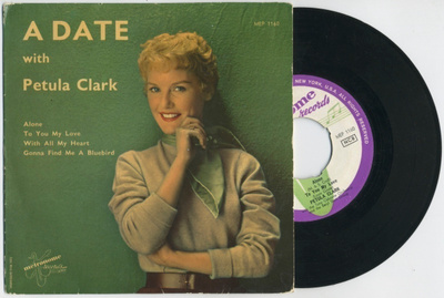 PETULA CLARK: A Date with… – tanskalainen 7" EP 1958 + KK