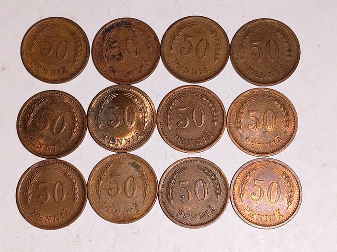 50 penniä 1942 kupari 12 kpl
