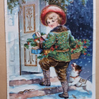 Lapsi ja koira vievät paketteja, kukkia, misteliä, p. 1927 - pikkukuva 1