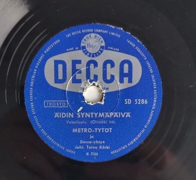 Savikiekko 1954 - Metro-Tytöt - Decca SD 5286