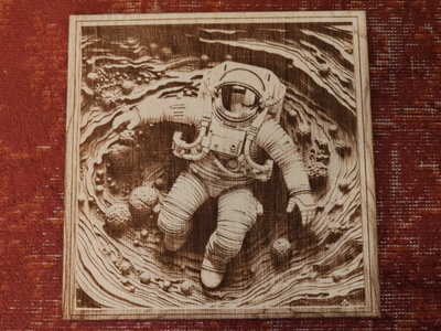 Puinen 3D Astronautti Laserkaiverrustaulu