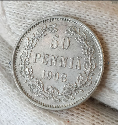 50 penniä 1908 hienokuitoinen