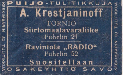 Tornio, A. Krestjaninoff ,Ravintola " Radio ", b509