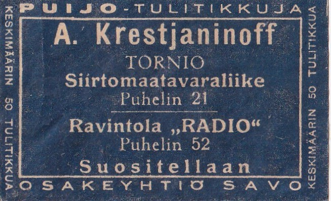 Tornio, A. Krestjaninoff ,Ravintola " Radio ", b509