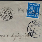 Pp-leima KALTIMOJÄRVI/ mlk-leima 3831 kirjeellä 1954 - pikkukuva 2