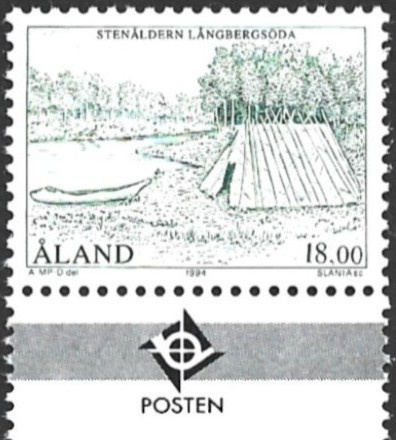 Åland 1994 Kivikausi 18,00 mk välilöpari logo ** LaPe 090