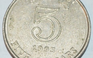 5 HKD kolikko v. 1993