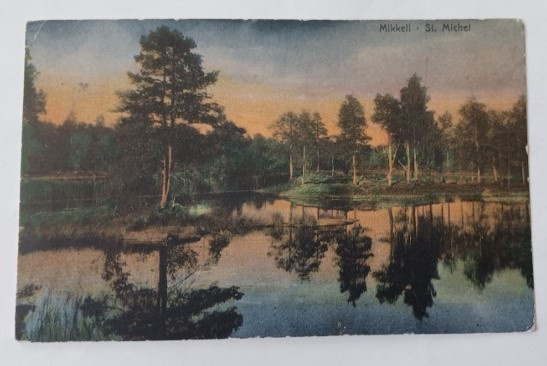 Mikkeli, järvi- ja metsänäkymä,  vanha väripk, p. 1908