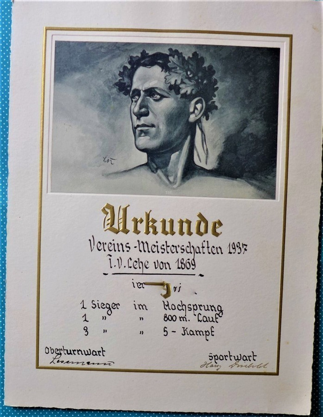 SPORT Kunniataulu v. 1937 miehet, pahvia aito vanha
