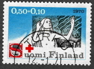 1970 punainen risti 0,50+0,10mk, leimattu