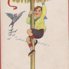 Onnellista Uutta vuotta - Lapsi ja linnut - kulk v 1908 - pikkukuva 1