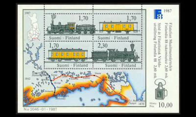 1014-7BL3 ** Finlandia 88 junat blokki (1987)