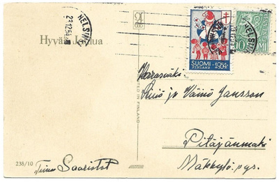 Tub Joulumerkki 1954 Joulupukki II joulukortilla
