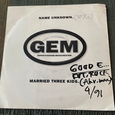 GEM: Name Unknown * Married Three Kids *FIN 1991