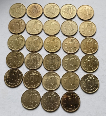 50 penniä vuodet 1963-1990, 28 kpl, circ+unc