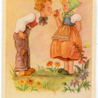 Lapsi - Tyttö antaa omenan pojalle - Kortti 1940-50-luvulta - pikkukuva 2