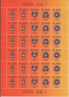 Åland 1995 Joulumerkkien arkki