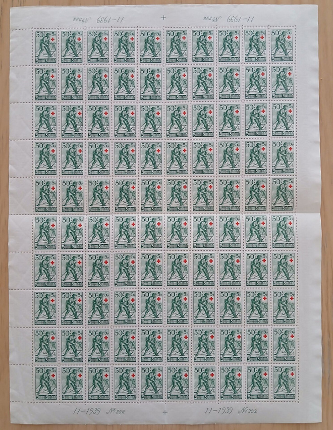 26.1./27.1.1940 Punainen Risti LAPE 222, 50p+5p.**