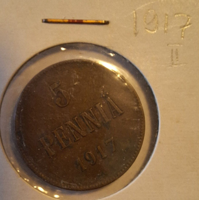 5 penniä 1917.