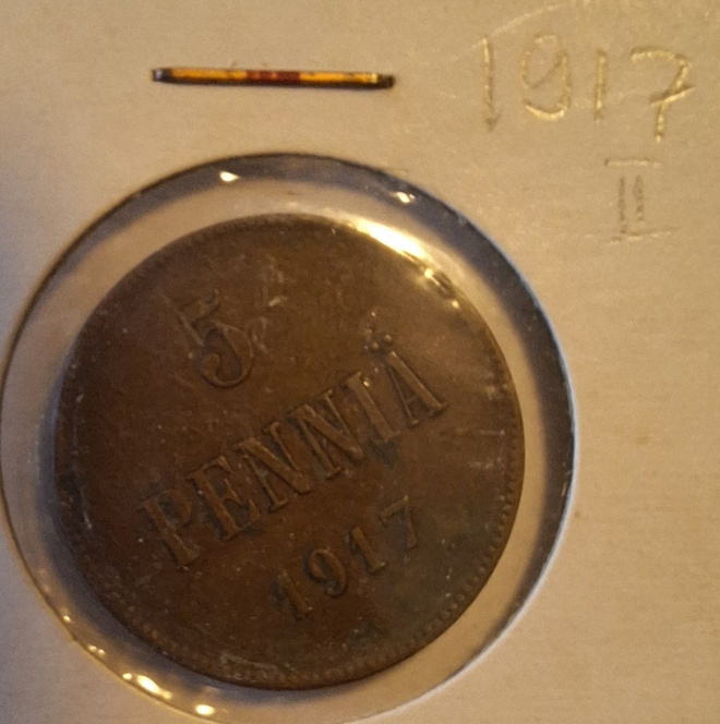 5 penniä 1917.