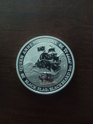 Tuvalu 2019P Queen Anne`s Revenge pure silver dollar