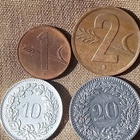 Sveitsi Helvetica kolikot - 1, 2 , 10 , 20. Hyväkuntoiset. - pikkukuva 1