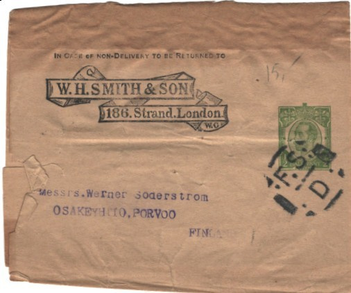 EHIÖ1/2 P. LEHTIPANTA  W. H.SMITH &SON LONTOO-PORVOO