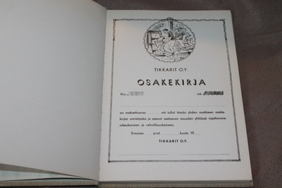 Tikkarit Oy - Osakekirja / Hupiosake