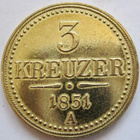 Itävalta 3 Kreuzer 1851 A Kullattu - pikkukuva 1