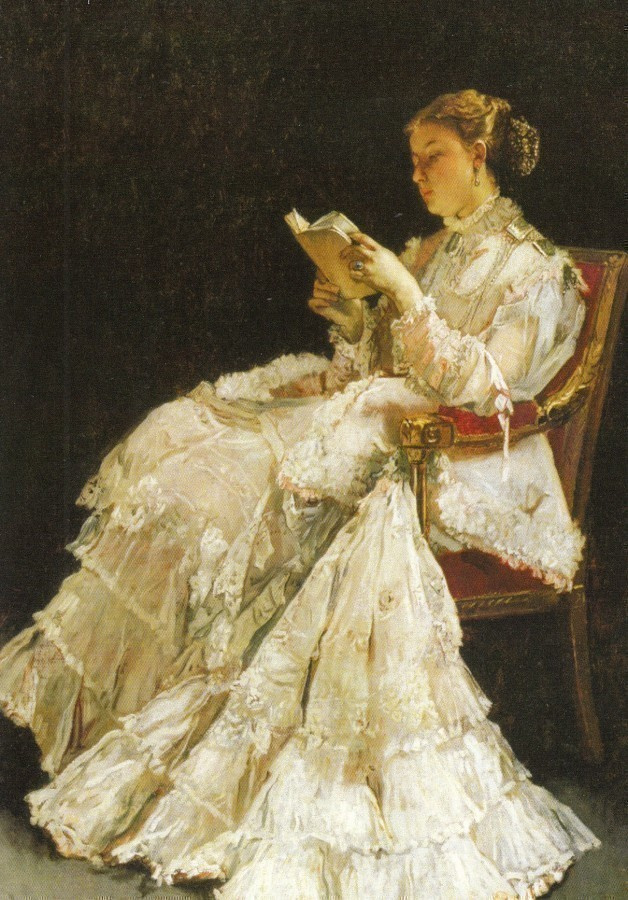 Alfred Stevens: Lukeva nainen, 1865