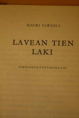 Mauri Sariola: Lavean tien laki, 1.painos