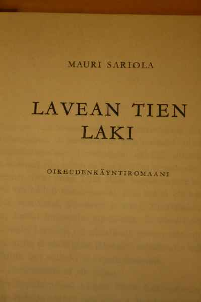 Mauri Sariola: Lavean tien laki, 1.painos